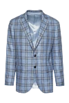 Lubiam Men's blue jacket - checkered pattern, slot. 69% wool, 16% silk, 13% linen, 2% polyamide. two buttons. two inside, two side, chest pocket. Lining: 100% cupro. Country of manufacture: Italy. Care: specialized cleaning - photo 1