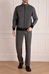 Men's sports suit made of cotton and polyester, gray Billionaire - Contrast zipper and cuffs. 45% cotton, 55% polyester. Closure: Drawstring, zipper. Four side pockets. Country of manufacture: Italy. Care: specialized cleaning - photo 2