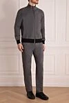 Billionaire Men's sports suit made of cotton and polyester, gray - Contrast zipper and cuffs. 45% cotton, 55% polyester. Closure: Drawstring, zipper. Four side pockets. Country of manufacture: Italy. Care: specialized cleaning - photo 3