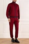 Billionaire Men's polyester sports suit, burgundy - Contrast zipper and cuffs, brand logo. 100% polyester. Closure: Drawstring, zipper. Four side pockets. Country of manufacture: Italy. Care: specialized cleaning - photo 3