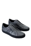 Bontoni Gray leather snickers for men - textured leather inserts. 70% genuine leather, 30% crocodile skin. lacing. sole height 2cm. Country of manufacture: Italy. Care: specialized cleaning - photo 3