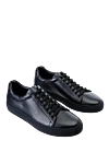 Bontoni Black leather snickers for men - textured leather inserts. 100% genuine leather. lacing. sole height 2cm. Country of manufacture: Italy. Care: specialized cleaning - photo 3