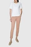 Beige women's pants with ties D.Exterior - laces. two side pockets. cotton, elastane. elastic belt. Country of manufacture: Italy. Care: specialized cleaning - photo 2