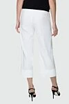 White linen and elastane trousers for women D.Exterior - linen, elastane. elastic belt. Country of manufacture: Italy. Care: specialized cleaning - photo 4