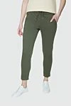 D.Exterior Green cotton trousers for women - laces. two side pockets. cotton, elastane. elastic belt. Country of manufacture: Italy. Care: specialized cleaning - photo 3