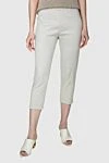 D.Exterior White cotton and polyamide trousers for women - butterfly pattern. cotton, polyamide, elastane. elastic belt. Country of manufacture: Italy. Care: specialized cleaning - photo 3