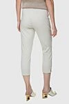 White cotton and polyamide trousers for women D.Exterior - butterfly pattern. cotton, polyamide, elastane. elastic belt. Country of manufacture: Italy. Care: specialized cleaning - photo 4