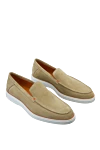 Santoni Beige suede loafers for men - contrast sole. 100% suede. platform height 2cm. Country of manufacture: Italy. Care: specialized cleaning - photo 3