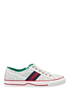 Gucci Women's sneakers with a floral print and logo in white - floral pattern, contrasting stripes, logo. canvas. lacing. Country of manufacture: Italy. Care: specialized cleaning - photo 1