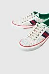 Gucci Women's sneakers with a floral print and logo in white - floral pattern, contrasting stripes, logo. canvas. lacing. Country of manufacture: Italy. Care: specialized cleaning - photo 5