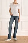 Women's cotton blue jeans with distressing Celine - contrasting seams, scuffs. three front pockets, two back pockets. 100% cotton. zipper, buttons. Country of manufacture: Italy. Care: specialized cleaning - photo 2