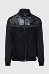 Enrico Mandelli Black men's wool, genuine leather and crocodile leather jacket - Contrasting textured leather inserts. 65% wool, 25% genuine leather, 10% crocodile skin. Closure: Zipper. Two side pockets. Country of manufacture: Italy. Care: specialized cleaning - photo 1