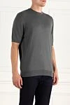 Cesare di Napoli Short sleeve jumper in silk and cotton gray for men - Optional: Short sleeve. Composition: 50% silk, 50% cotton. Country of manufacture: Italy. Care: specialized cleaning - photo 3