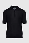 Cesare di Napoli Black silk polo for men - 100% silk. Closure: Zipper. Country of manufacture: Italy. Care: specialized cleaning - photo 1