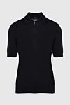 Cesare di Napoli Cotton and silk polo black for men - 45% cotton, 55% silk. Closure: Zipper. Country of manufacture: Italy. Care: specialized cleaning - photo 1