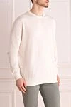 Cesare di Napoli White silk and cotton jumper for men - 55% silk, 45% cotton. Country of manufacture: Italy. Care: specialized cleaning - photo 3