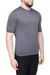 Cesare di Napoli Short sleeve jumper in silk and cotton gray for men - Textured pattern. Short sleeve. 55% silk, 45% cotton. Country of manufacture: Italy. Care: specialized cleaning - photo 3