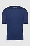 Cesare di Napoli Short sleeve jumper made of silk and cotton blue for men - Textured pattern. Short sleeve. 55% silk, 45% cotton. Country of manufacture: Italy. Care: specialized cleaning - photo 1