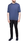 Short sleeve jumper made of silk and cotton blue for men Cesare di Napoli - Textured pattern. Short sleeve. 55% silk, 45% cotton. Country of manufacture: Italy. Care: specialized cleaning - photo 2