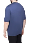 Short sleeve jumper made of silk and cotton blue for men Cesare di Napoli - Textured pattern. Short sleeve. 55% silk, 45% cotton. Country of manufacture: Italy. Care: specialized cleaning - photo 4