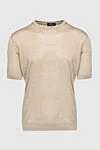 Cesare di Napoli Beige silk short sleeve jumper for men - Textured pattern. Short sleeve. 100% silk. Country of manufacture: Italy. Care: specialized cleaning - photo 1