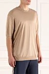 Cesare di Napoli Beige silk short sleeve jumper for men - Textured pattern. Short sleeve. 100% silk. Country of manufacture: Italy. Care: specialized cleaning - photo 3