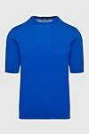 Cesare di Napoli Cotton short sleeve jumper blue for men - Textured pattern. Short sleeve. 100% cotton. Country of manufacture: Italy. Care: specialized cleaning - photo 1