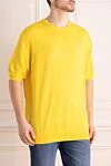 Cesare di Napoli Cotton short sleeve jumper yellow for men - Textured pattern. Short sleeve. 100% cotton. Country of manufacture: Italy. Care: specialized cleaning - photo 3