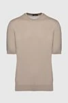 Cesare di Napoli Cotton short sleeve jumper beige for men - Textured pattern. Short sleeve. 100% cotton. Country of manufacture: Italy. Care: specialized cleaning - photo 1