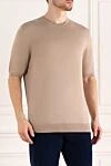 Cesare di Napoli Cotton short sleeve jumper beige for men - Textured pattern. Short sleeve. 100% cotton. Country of manufacture: Italy. Care: specialized cleaning - photo 3