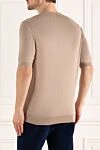 Cotton short sleeve jumper beige for men Cesare di Napoli - Textured pattern. Short sleeve. 100% cotton. Country of manufacture: Italy. Care: specialized cleaning - photo 4