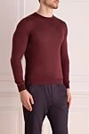 Cesare di Napoli Silk jumper burgundy for men - Stock: 100% silk. Country of manufacture: Italy. Care: specialized cleaning - photo 3