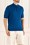 Cesare di Napoli Cotton polo blue for men - 100% cotton. Closure: Buttons. Country of manufacture: Italy. Care: specialized cleaning - photo 3