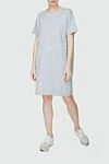 Tonet Gray cotton dress for women - short sleeve. 90% cotton, 10% polyamide. Country of manufacture: Italy. Care: specialized cleaning - photo 3