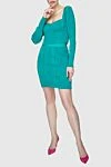 Costume with skirt made of polyamide and viscose green for women Herve Leger - structured fabric. 51% polyamide, 49% viscose. Country of manufacture: Italy. Care: specialized cleaning - photo 2