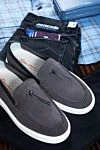Лоферы из замши серые мужские Santoni - контрастная подошва. 100% замша. высота платформы 2 см. Страна производитель: Италия. Уход: специализированная чистка - фото 8