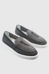 Santoni Лоферы из замши серые мужские - контрастная подошва. 100% замша. высота платформы 2 см. Страна производитель: Италия. Уход: специализированная чистка - фото 3