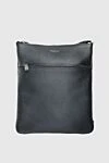 Serapian Shoulder bag made of genuine leather black for men - Textured leather, brand logo. Adjustable strap. 100% genuine leather. Two compartments. Closure: Zipper. Country of manufacture: Italy. Care: specialized cleaning - photo 1