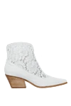 Le Silla Women's white boots with lace - guipure, contrasting sole. leather, textile. Heel height: 4 centimeters. Country of manufacture: Italy. Care: specialized cleaning - photo 1