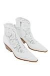 Le Silla Women's white boots with lace - guipure, contrasting sole. leather, textile. Heel height: 4 centimeters. Country of manufacture: Italy. Care: specialized cleaning - photo 3