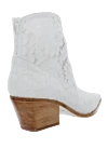 Women's white boots with lace Le Silla - guipure, contrasting sole. leather, textile. Heel height: 4 centimeters. Country of manufacture: Italy. Care: specialized cleaning - photo 4