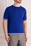Stefano Ricci Джемпер с коротким рукавом из кашемира синий мужской - Контрастные манжеты. Короткий рукав. 100% кашемир. Страна производитель: Италия. Уход: специализированная чистка - фото 3