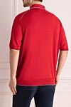 Stefano Ricci Поло з шовку, бавовни та льону червоне чоловіче - Контрастне оздоблення. 60% шовк, 25% льон, 15% бавовна. гудзики. Країна виробник: Італія. Догляд: спеціалізоване чищення - фото 5