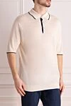 Stefano Ricci White cashmere and silk polo for men - Contrasting trim. 70% cashmere, 30% silk. Buttons. Country of manufacture: Italy. Care: specialized cleaning - photo 3