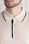 Stefano Ricci White cashmere and silk polo for men - Contrasting trim. 70% cashmere, 30% silk. Buttons. Country of manufacture: Italy. Care: specialized cleaning - photo 5