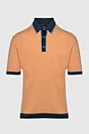 Stefano Ricci Трикотажне поло карамельного кольору з темно-синім оздобленням - Контрастне оздоблення. 55% шовк, 45% бавовна. гудзики. Країна виробник: Італія. Догляд: спеціалізоване чищення - фото 1