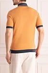 Трикотажне поло карамельного кольору з темно-синім оздобленням Stefano Ricci - Контрастне оздоблення. 55% шовк, 45% бавовна. гудзики. Країна виробник: Італія. Догляд: спеціалізоване чищення - фото 4