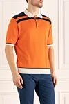 Stefano Ricci Яскраве помаранчеве поло з білим коміром і темним оздобленням плечей - Контрастне оздоблення. 55% шовк, 45% бавовна. гудзики. Країна виробник: Італія. Догляд: спеціалізоване чищення - фото 3