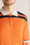Stefano Ricci Яскраве помаранчеве поло з білим коміром і темним оздобленням плечей - Контрастне оздоблення. 55% шовк, 45% бавовна. гудзики. Країна виробник: Італія. Догляд: спеціалізоване чищення - фото 5