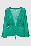 Max&Moi Green cardigan for women - Fastener: tie. V-neck. 58% silk, 33% linen, 7% cashmere, 2% lurex. Country of manufacture: Italy. Care: specialized cleaning - photo 1